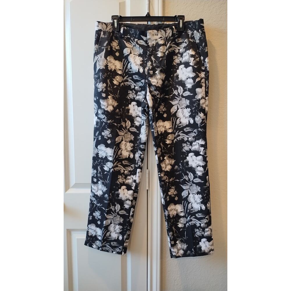 INC International Concepts slim fit Flower Pants black and white SZ 30W/33L
